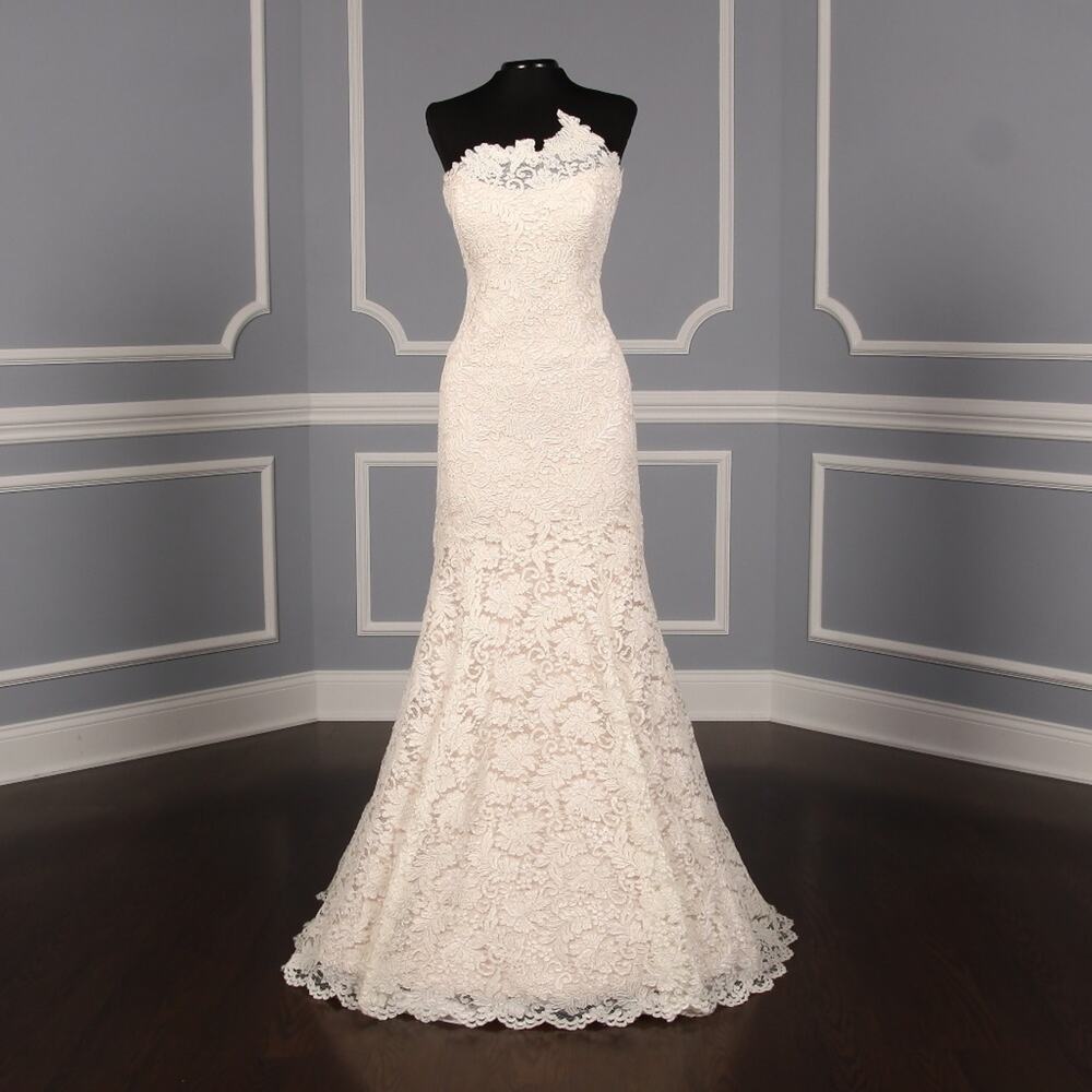 Romona Keveza Legends L7131 Lace Strapless Fit Flare Trumpet Wedding Dress 12